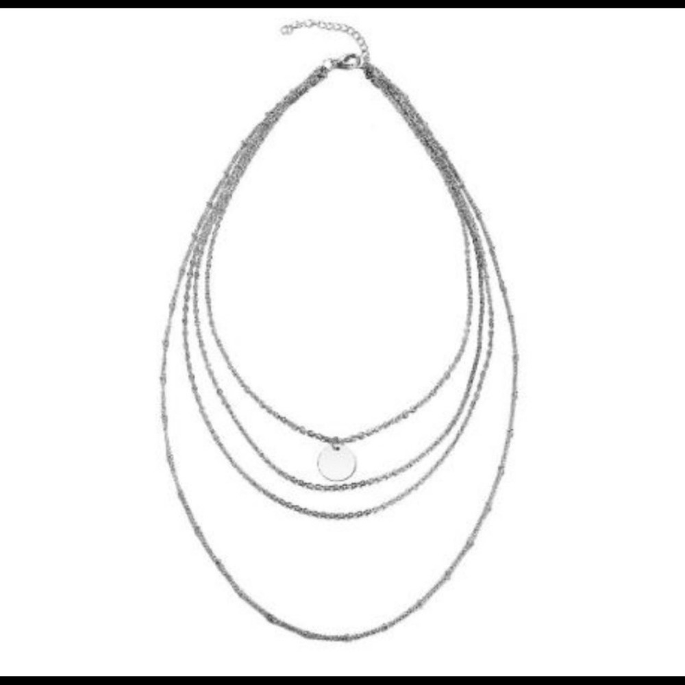Boutique Multi-layered Coin Necklace Simple Style Silver Color - Picture 4 of 5
